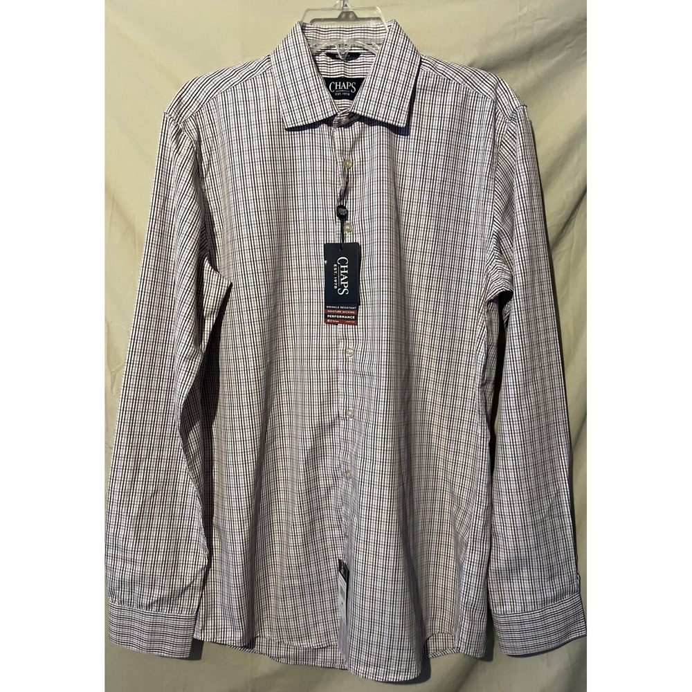New Mens Chaps Everyday Performance Button Up Shirt Size‎ Medium Slim New !!!